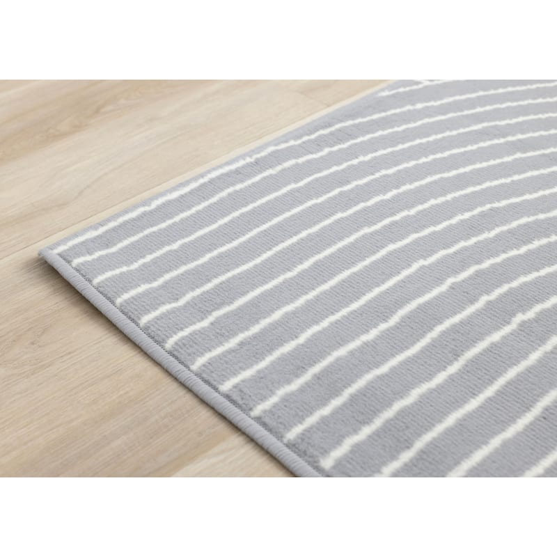 Forte Grey White Curved Arches Indoor Area Rug, 5'3" x 7'5"