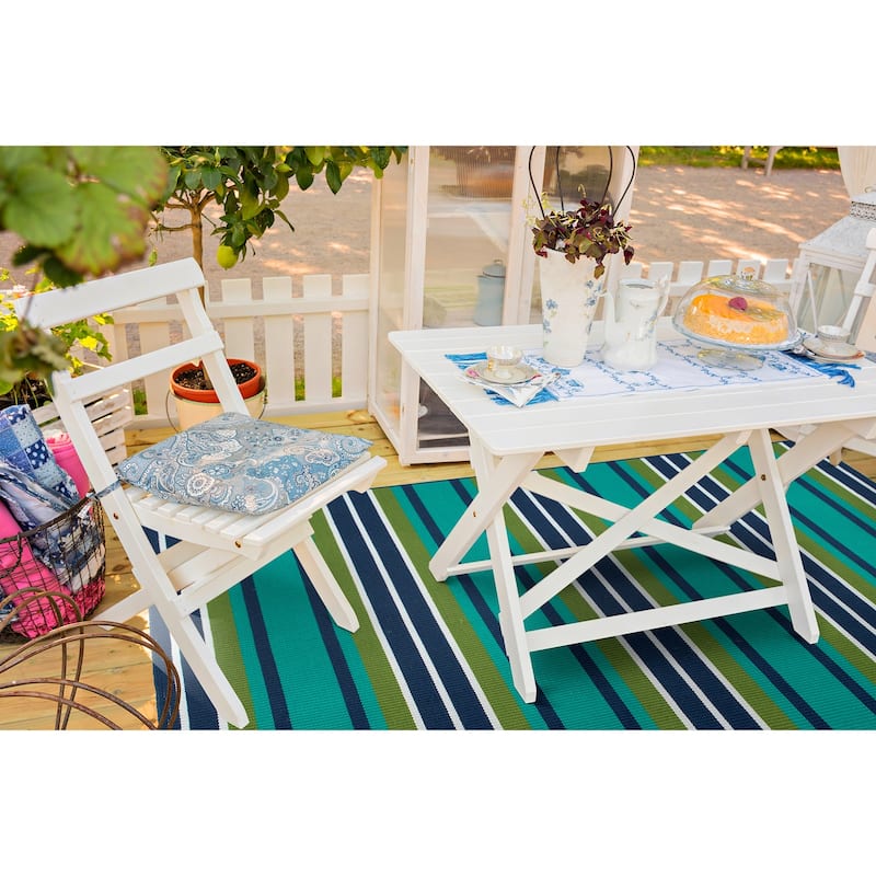 Voavah Teal Hand-Made Flatweave Indoor/Outdoor Area Rug