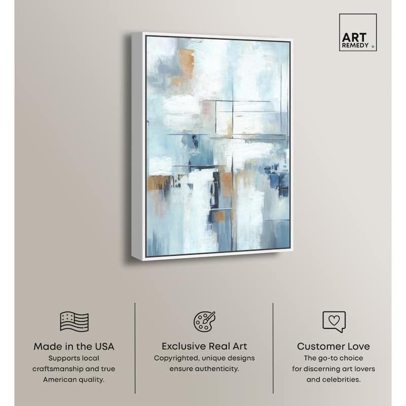 Art Remedy House Of Lines Ii Framed Blue Abstract 1 Piece Canvas Wall Art
