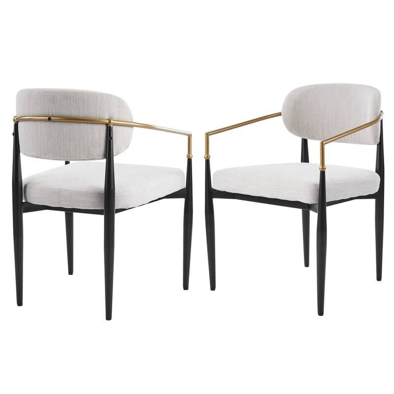 Christopher Knight Home - GlamCore Modern Upholstered Metal Base Dining Chairs with Gold Accents