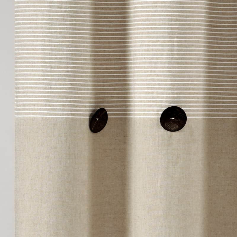 Lush Decor Farmhouse Button Stripe Yarn Dyed Woven Cotton Shower Curtain