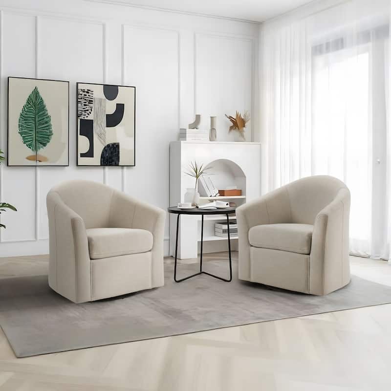 Anna 30"W Swivel Barrel Accent Chair Set of 2