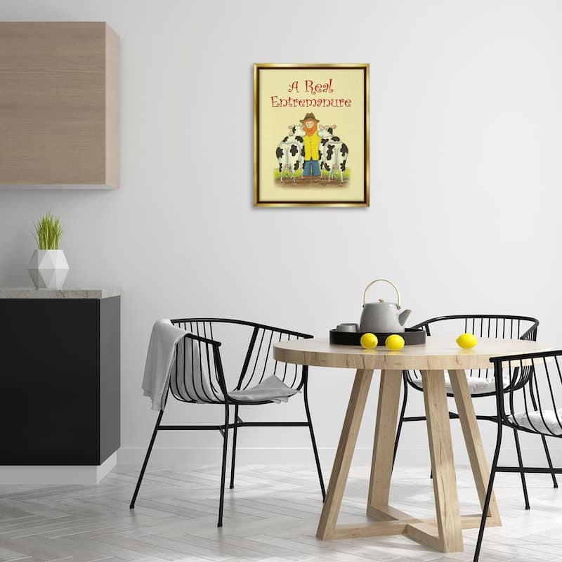 Stupell Vintage A Real Entremanure Framed Floater Canvas Wall Art Design By Roger Straub