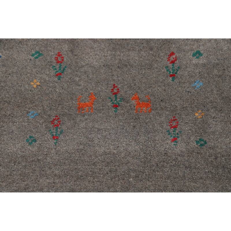 Hand Knotted Oriental 100% Wool Carpet Tribal Solid Greys & Charcoal Gabbeh Area Rug - 12' 5'' X 9' 3''