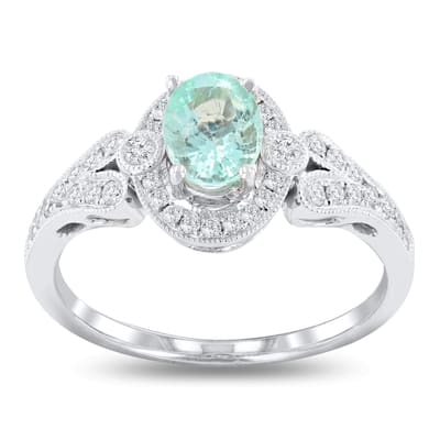 Auriya 18k White Gold 3/4ct Paraiba Tourmaline and 1/3ct TDW Diamond Ring