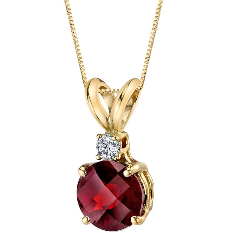 14k Yellow Gold Round Cut 1.50 cts Garnet Diamond Pendant