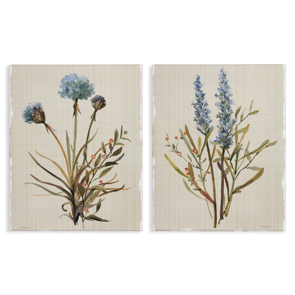 Stupell Natural Budding Blooms Canvas Wall Art Design By Carol Robinson (Set of 2)