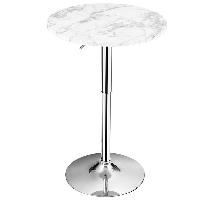 Gymax Round Pub Table Height Adjustable Bistro Bar Table 360-degree - See Details