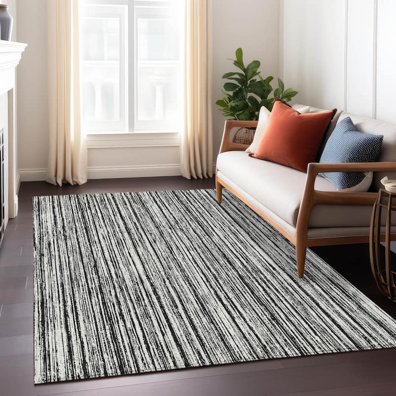Machine Washable Indoor/ Outdoor Chantille Contemporary Stripes Rug