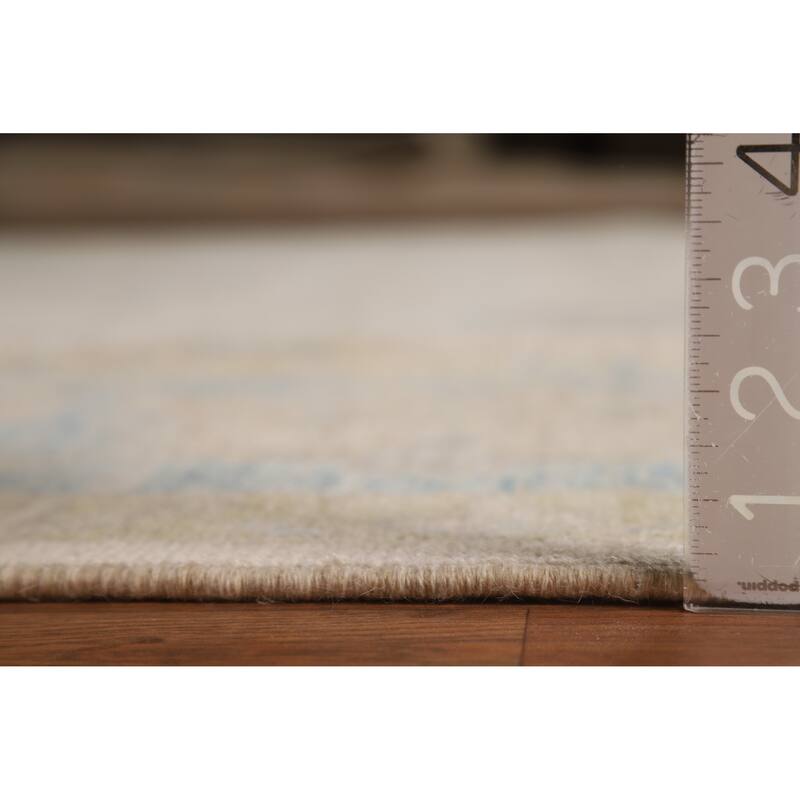 Beige Vegetable Dye Oushak Turkish Area Rug Hand-Knotted Wool Carpet - 7'10"x 9'10"