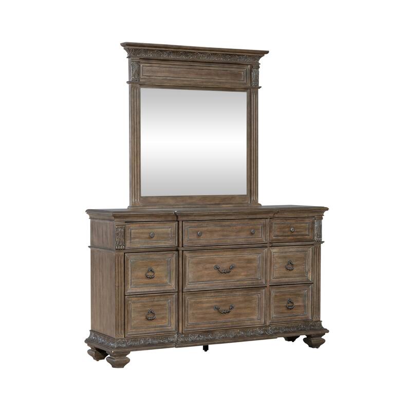 Liberty Furniture Carlisle Court Chestnut Finish Bedroom Dresser and Mirror