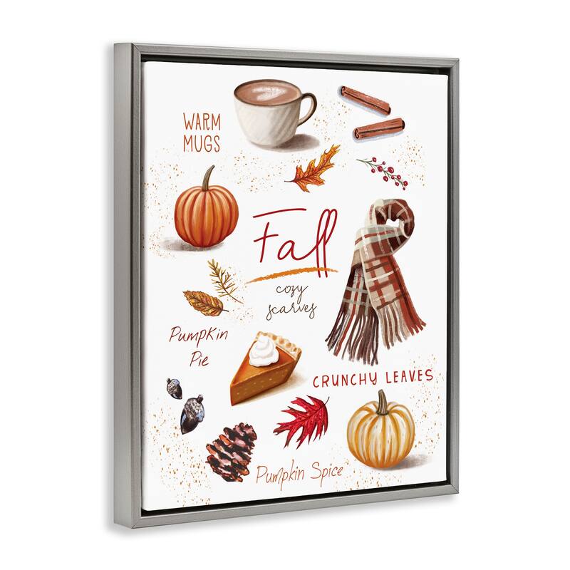 Stupell Favorite Autumn Things Framed Floater Canvas Wall Art Design By Elizabeth Tyndall