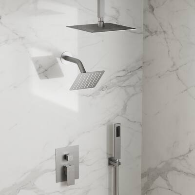 GRANDJOY Dual Shower Heads 10 Inch Ceiling Mounted Rainfall Shower System with Rough-in Valve