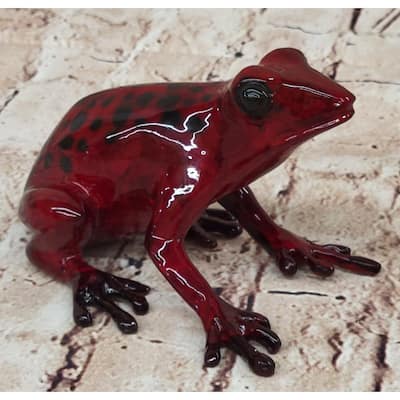 Red Black Poison Dart Tree Frog Bronze Sculpture Figurine Signed Numbered Collectible
