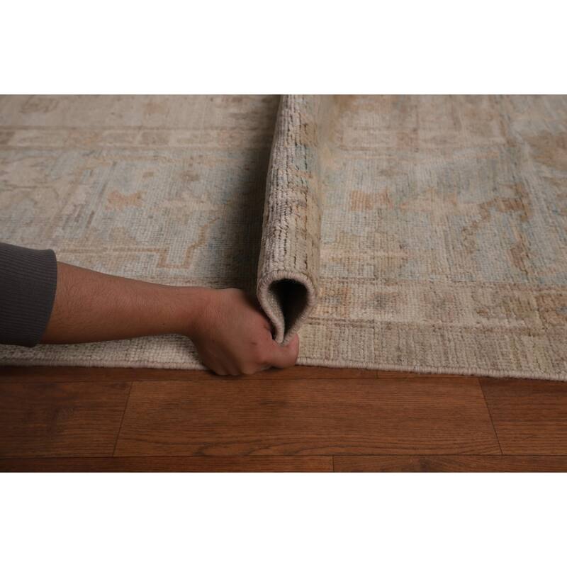 Oushak Turkish Large Rug Handmade Vegetable Dye Floral Wool Carpet - 10'3"x 13'9"