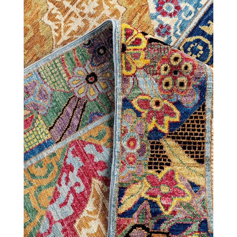Eclectic One-of-a-Kind Hand-Knotted Area Rug - Multicolor, 8' 1" x 8' 2" - 8' 1" x 8' 2"