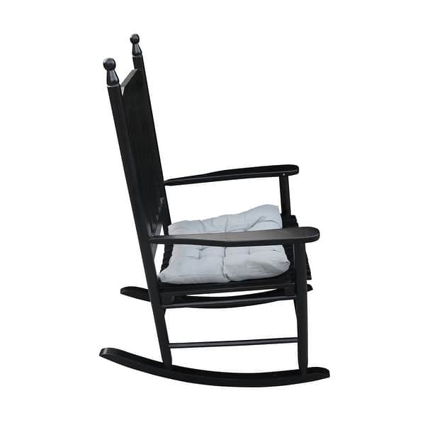 Black Wooden Porch Rocker Chair With Cushion Overstock 32320641