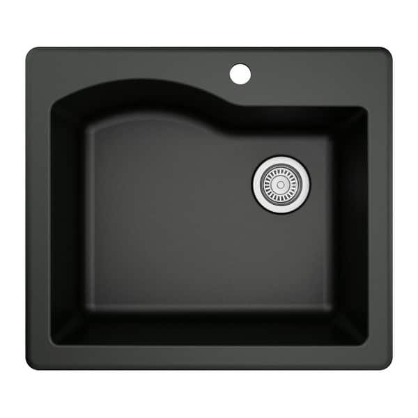 slide 52 of 58, Karran Drop-in Quartz Single Bowl Kitchen Sink Black