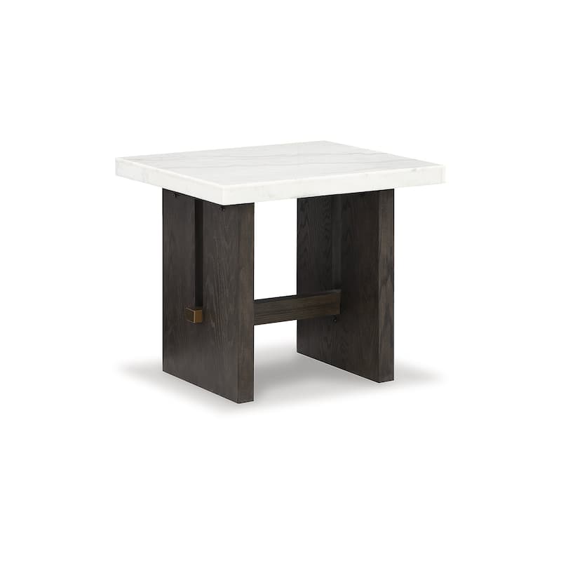 Signature Design by Ashley Burkhaus White / Dark Brown Rectangular End Table - 26"W x 24"D x 23"H