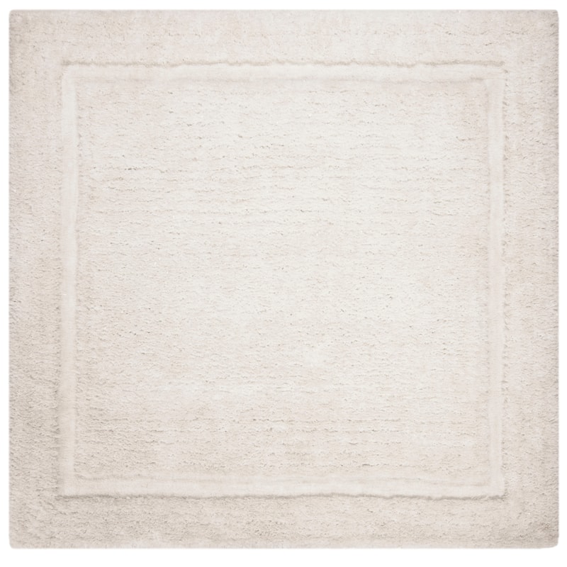 SAFAVIEH Handmade Glamour Shag Ammaria Casual Solid Polyester Rug - 6' Square - Ivory