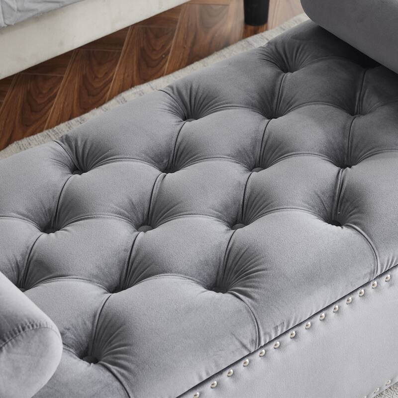 Versatile Velvet Upholstered Storage Bench for Home Decor
