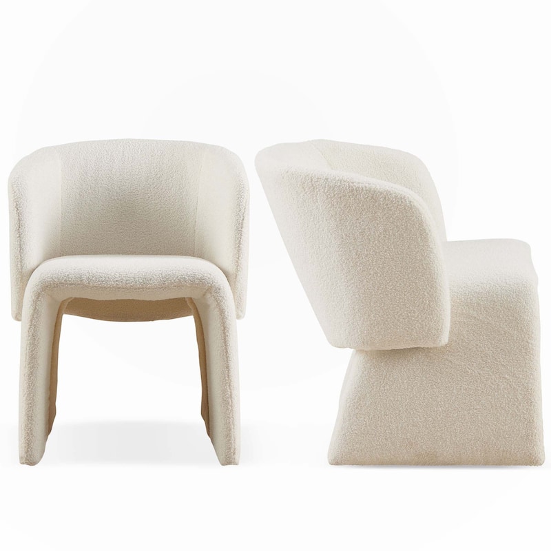 Modern Accent Chair White Single Sofa Chair-2PC - Beige