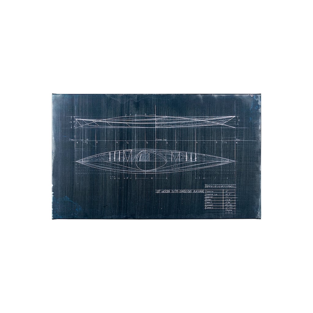 Kayak Blueprint (40 x 24) Canvas Art Print