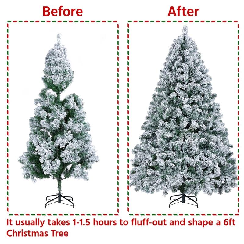 Yaheetech Pre-Lit Snow Flocked Christmas Tree with Incandescent Lights