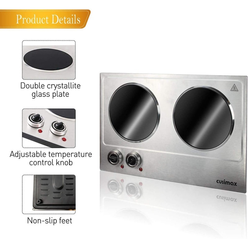 Electric Double Burner Ceramic Glass Hot Plate Cooktop Portable Countertop  Stove