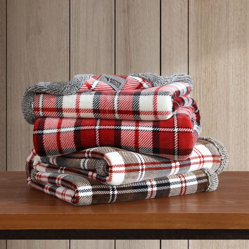Eddie Bauer Printed Ultra Soft Plush/Mingled Sherpa Throw Blanket