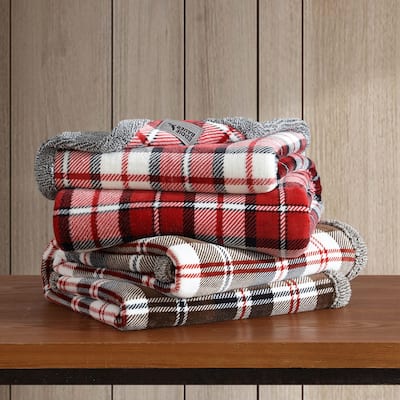 Eddie Bauer Printed Ultra Soft Plush/Mingled Sherpa Throw Blanket