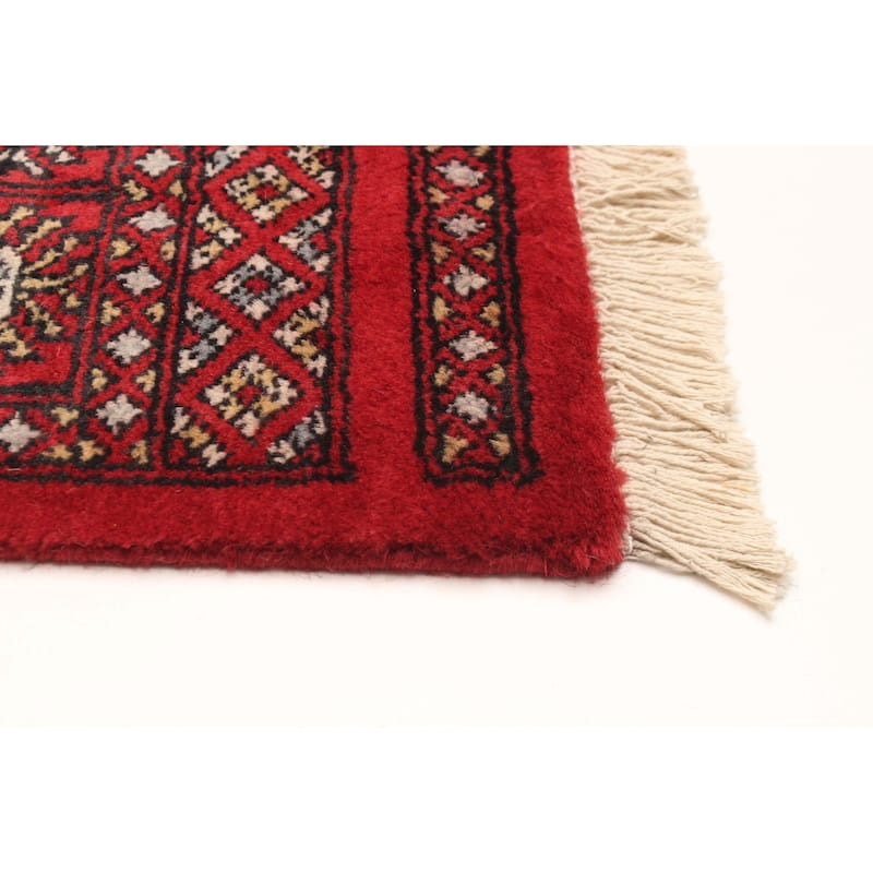 ECARPETGALLERY Hand-knotted Peshawar Bokhara Red Wool Rug - 4'2 x 5'10