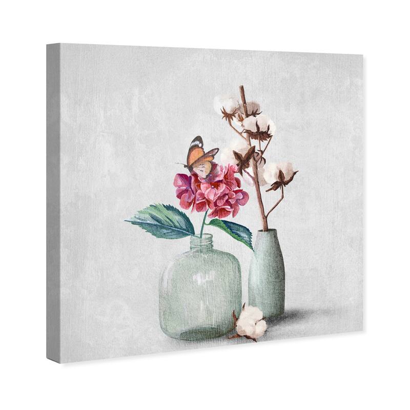Wynwood Studio Canvas Floral and Botanical Contemporary Jug Florals White and Rose Pink Farmhouse Wall Art Canvas Print