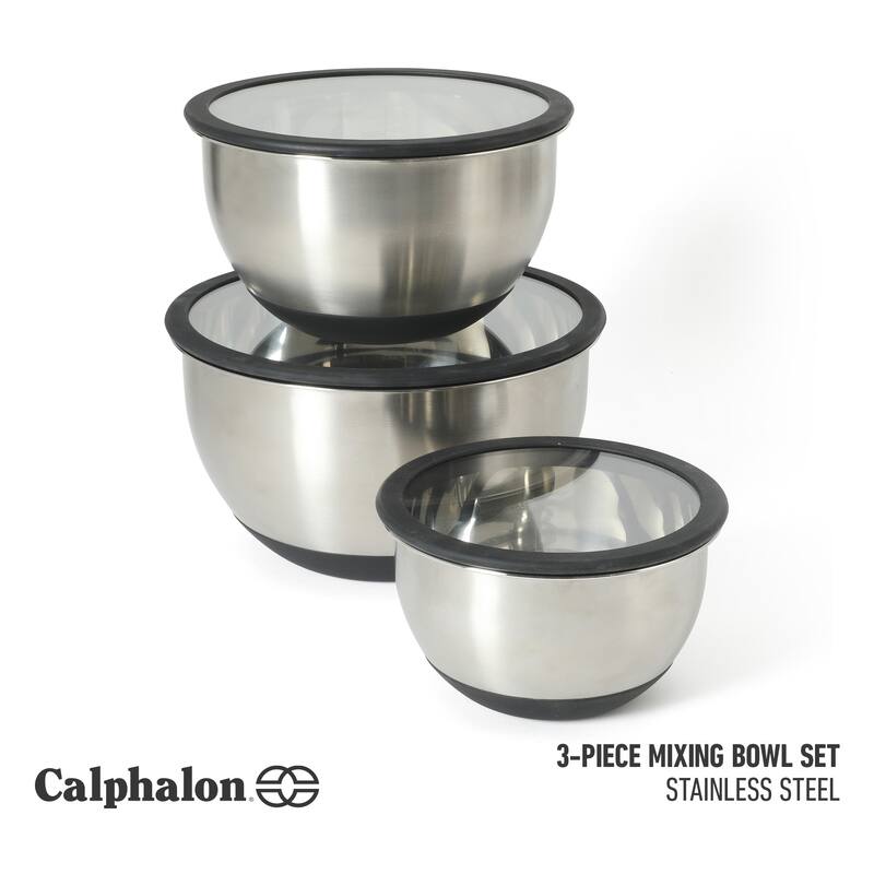 Calphalon Orbit 3 Piece Mixing Bowl Set W/ Lid - Clear