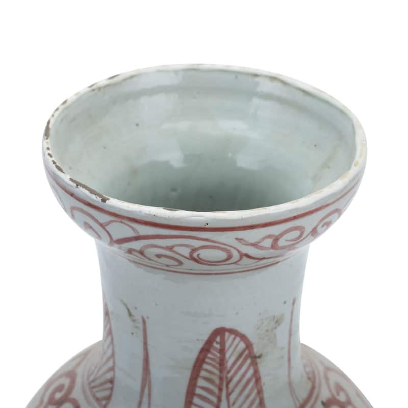 Coral Red Bird Vase With Dish-shaped Mouth