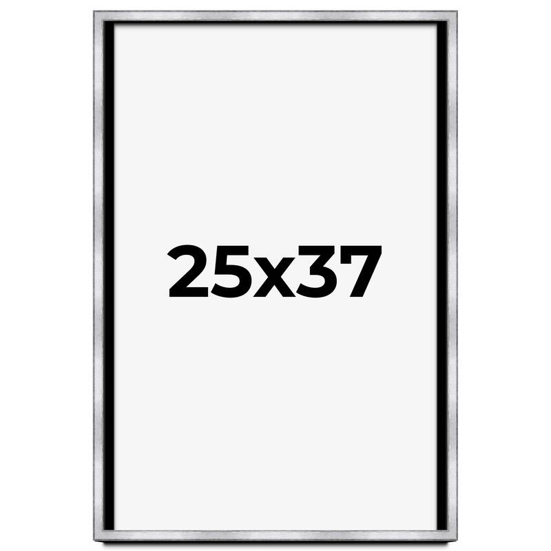 25x37 Shadow Box Frame Silver | 1.375 Inches Deep Real Wood