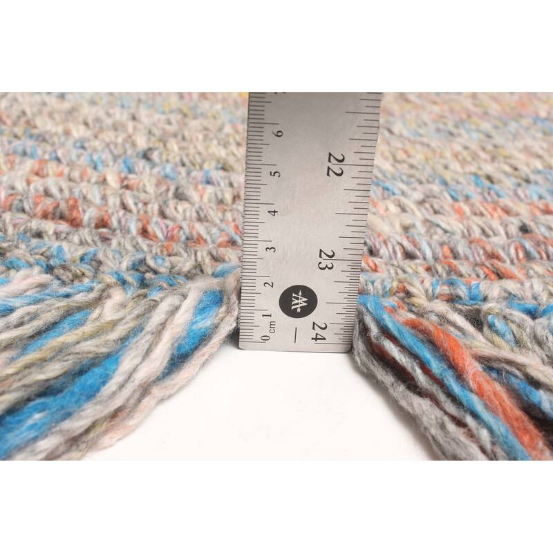 ECARPETGALLERY Braid weave Sienna Grey Wool Rug - 3'3 x 3'3