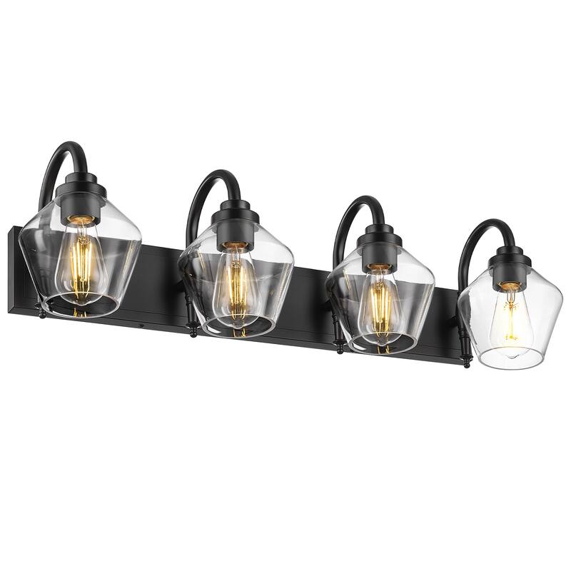 Modern 3/4-Light Bathroom Vanity Light in Black/Gold Finish - 4-light - Black