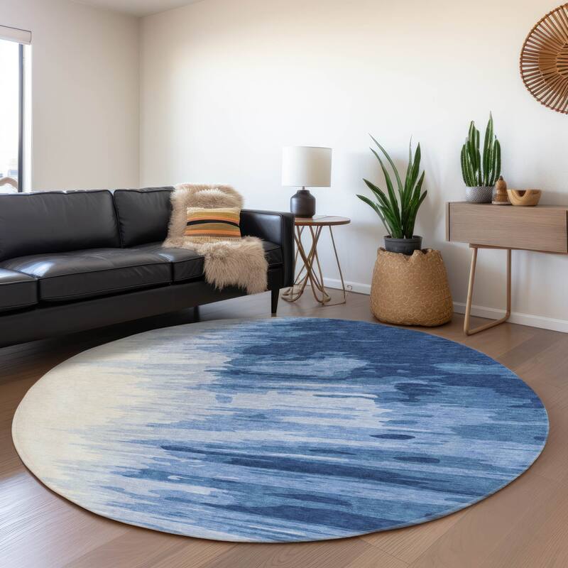 Premium Washable Super Soft Modern Ombre Mayfield Rug - Navy - 8' x 8'