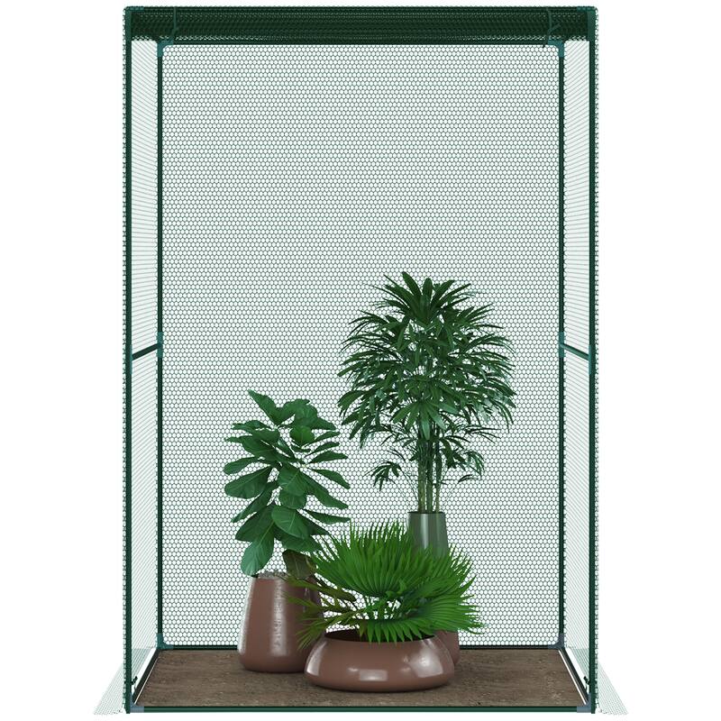 Outsunny 4' x 4' Crop Cage, Plant Protection Tent with Zippered Doors for Vegetable Garden, Backyard