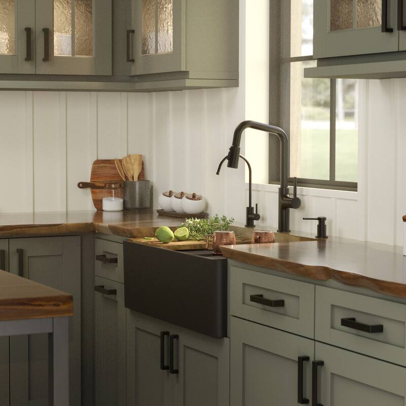 Karran 30" Single Bowl Workstation Fireclay Kitchen Sink with Reversible Fluted Apron Front