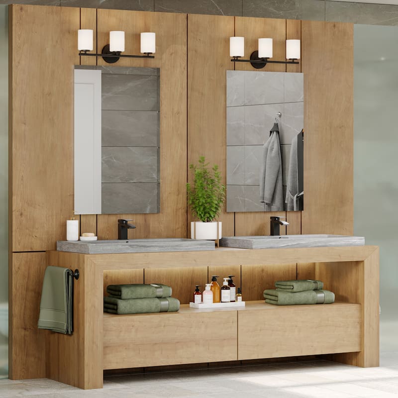 Replay Collection 3-Light Black Etched Glass Modern Bath Vanity Light