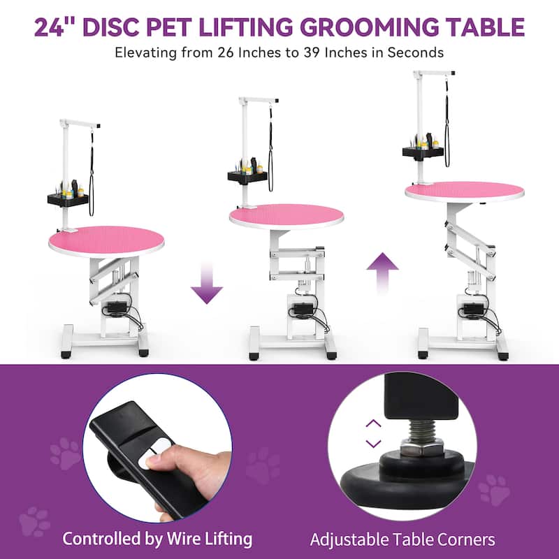 24'' W Adjustable Pet Electric Grooming Table Pink - Blue