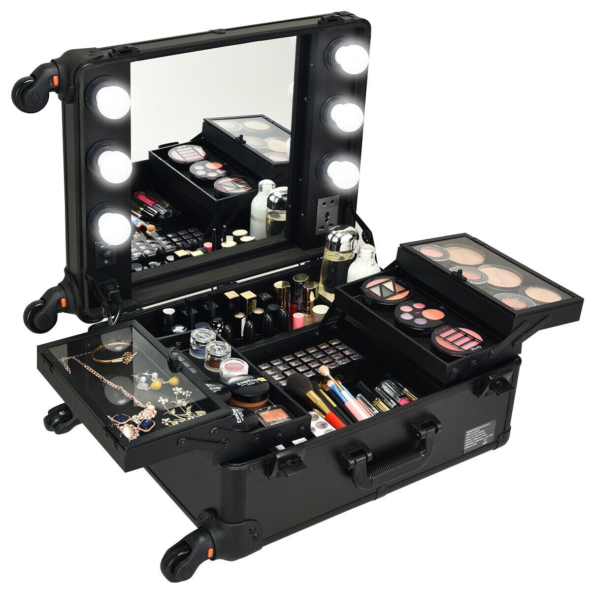 Costway Pro Studio Artist Train Rolling - Wheeled Makeup Case Costway Pro Studio Artist Train Rolling - Wheeled Makeup Case