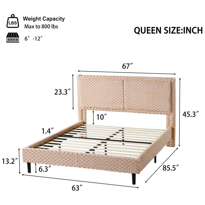 Queen Size Plush Soft Bed with Comfortable Backrest, Stable Structure, and Safety Design for Modern Bedrooms