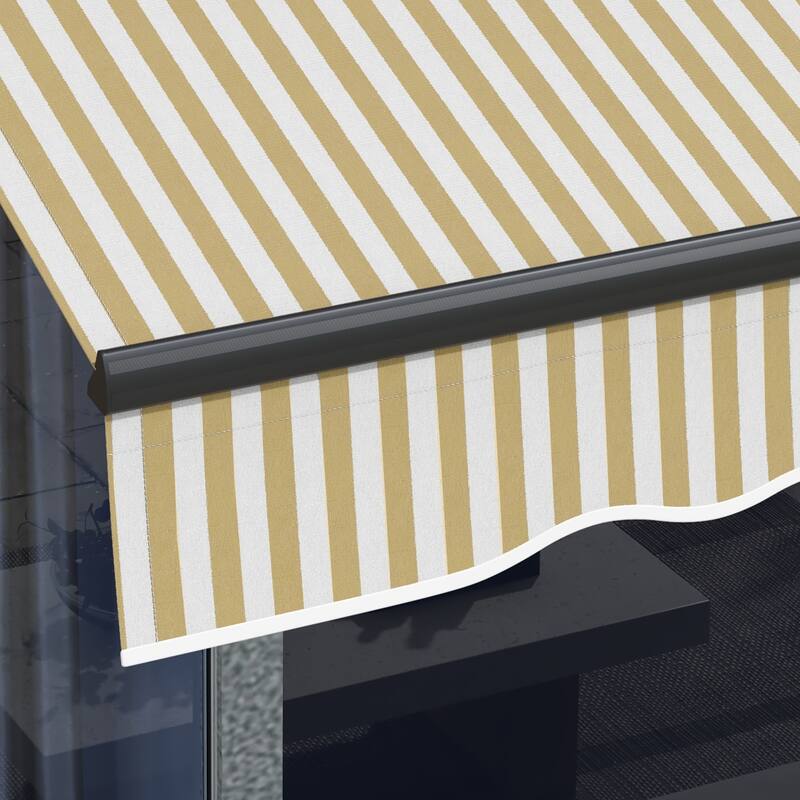 Outsunny 12' x 10' Retractable Awning, Patio Awning Sunshade Shelter with Manual Crank Handle, 280gsm UV Resistant Fabric and