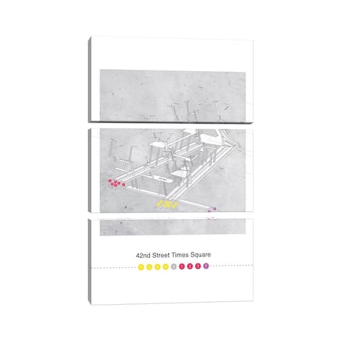 iCanvas "42nd Street Times Square Station 3D Map Poster" by Project Subway NYC 3-Piece Canvas Wall Art Set