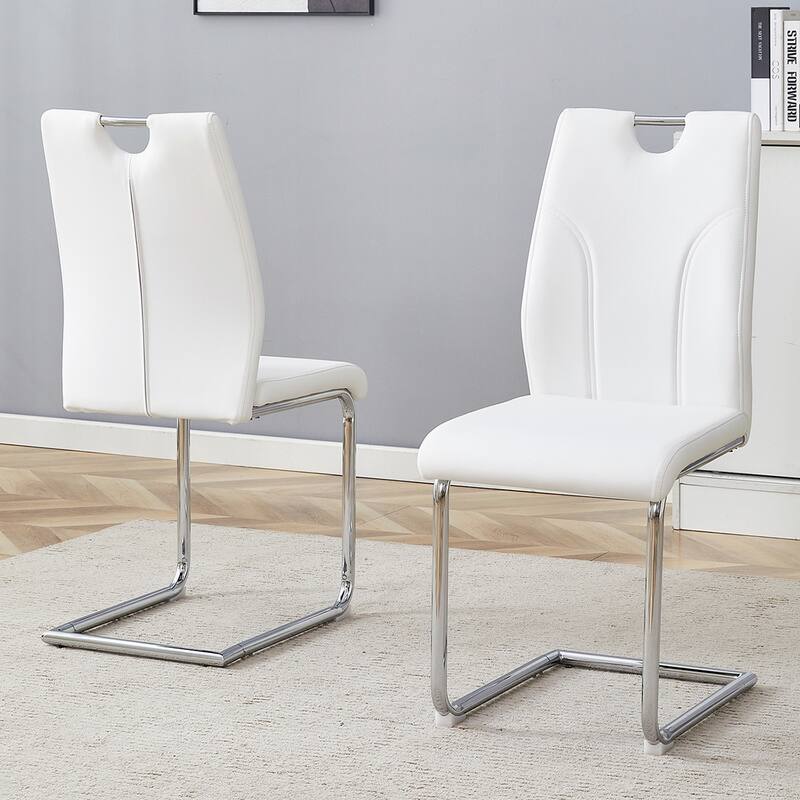2PCS PU Metal Frame Dining Chairs