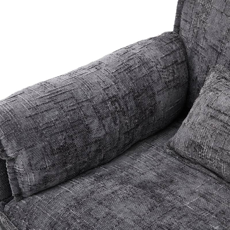 Modern Chenille Chaise Couch L-shaped Sectional Sofa with Storage Ottoman, Phone Holder, USB/Type-C Ports and Side Pockets