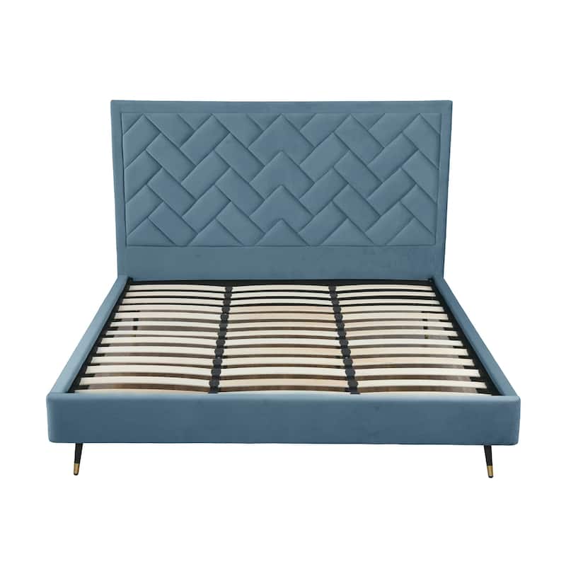 Manhattan Comfort Crosby Velvet Upholstered Bed